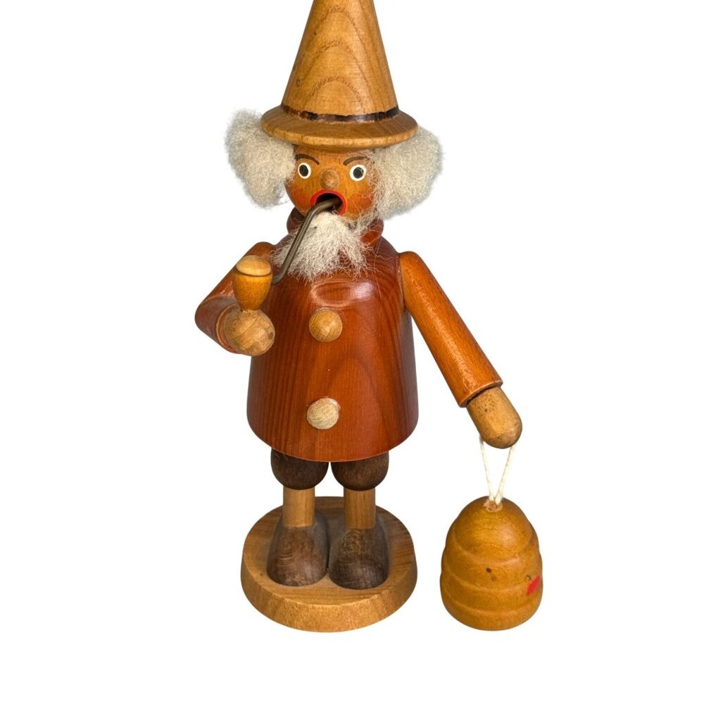 GDR Era German Erzgebirge Smoker Beekeeper Seiffener Volkskunst 7 1/2" - Picture 2 of 7